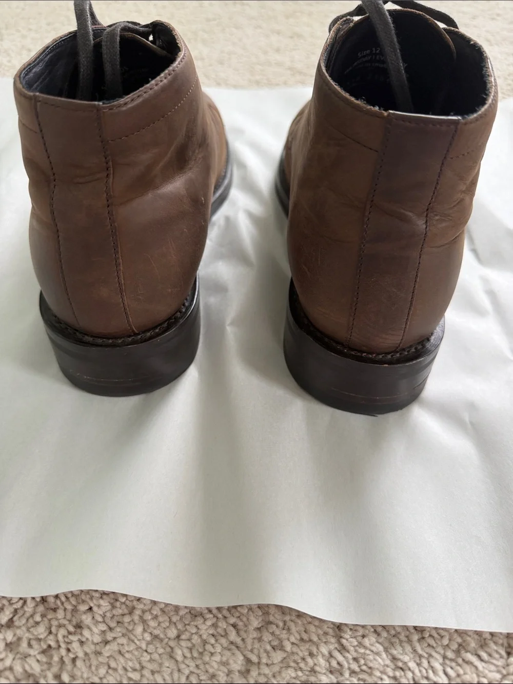 Men’s Leather Lace-Up Boots in Tobacco Rugged and Resilient leather-NWOT